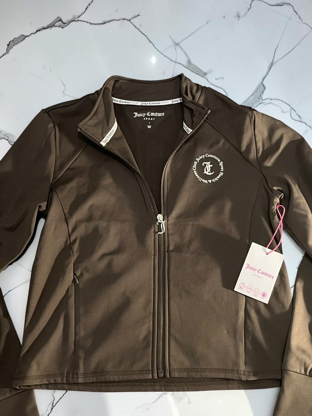 Juicy Couture Sport Women’s Large Brown Full Zip Track Jacket Logo NWT
